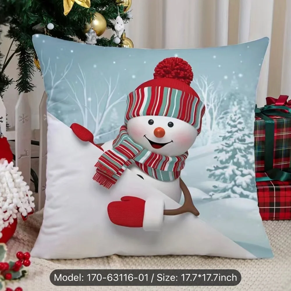 1pc Merry Christmas, Happy New Year Home Decor Cushion Cover Throw Pillowcase B8